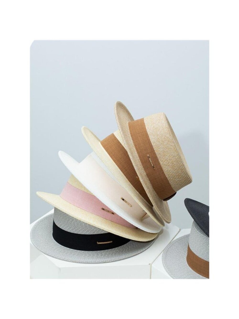 Straw Boater Hat with Ribbon